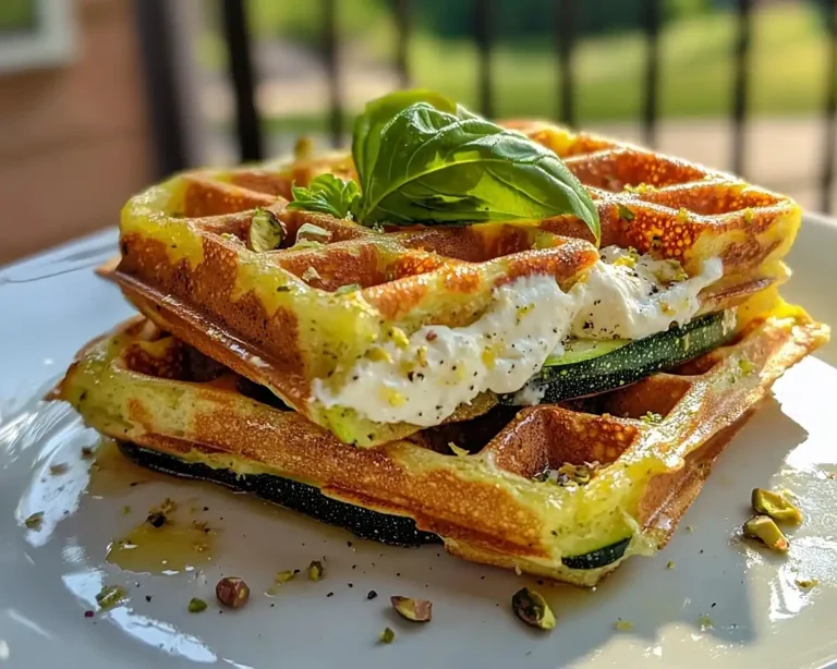 Gaufre de Courgette au Parmesan et Mortadelle à la Pistache