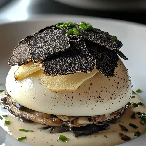 Île Flottante Salée à la Truffe sur Velouté de Cèpes
