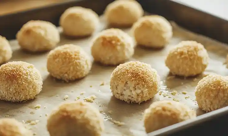 La préparation du Cromesquis de Risotto à la Truffe avec cœur coulant de mozzarella fumée