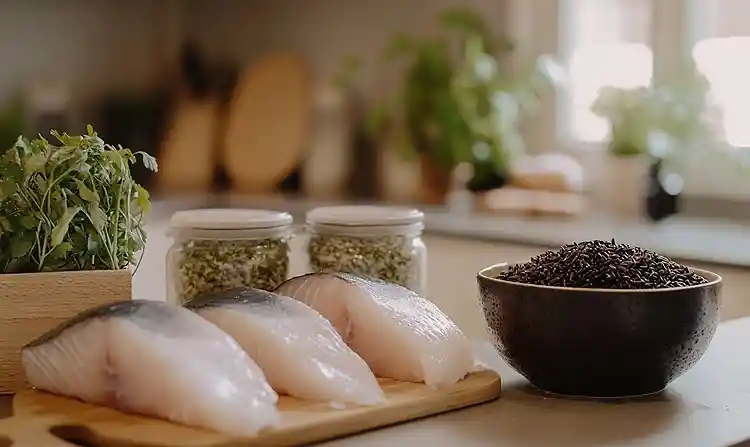 Blanquette de Lotte au Lait de Coco et Curry Vert 3 Les ingrédients pour Blanquette de Lotte au Lait de Coco et Curry Vert, Riz Vénéré