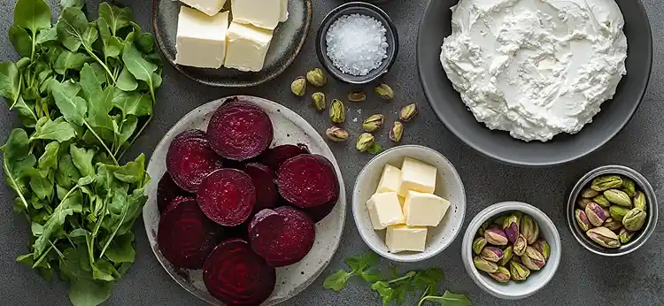 Cheesecake Salé Betterave & Chèvre 3 Les ingrédients pour Cheesecake Salé Betterave