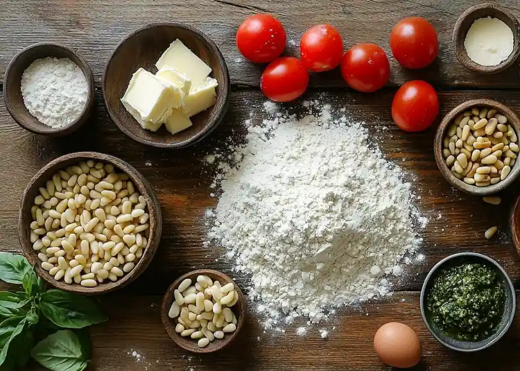 Les ingrédients pour Cookie Salé au Parmesan, Cœur Coulant de Burrata & Pesto