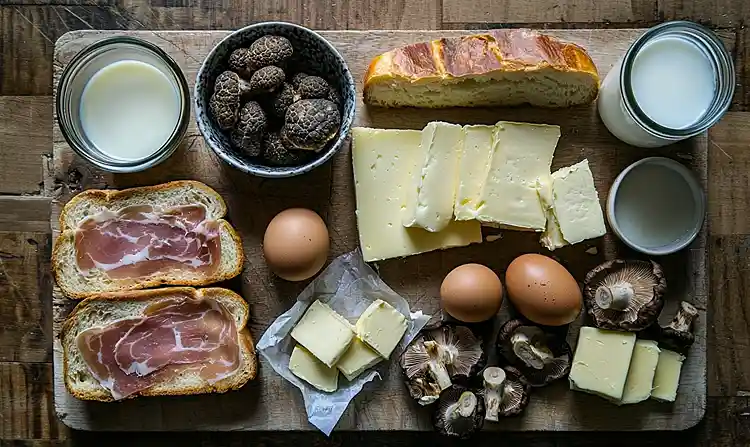 Croque-Monsieur Perdu à la Truffe Décadent 3 Les ingrédients pour Croque-Monsieur Perdu