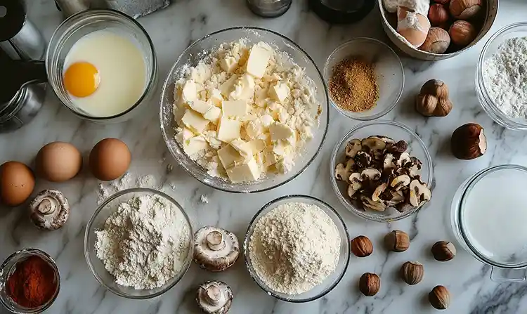 Paris-Brest Salé au Praliné de Champignons Parmesan 3 Les ingrédients pour Paris-Brest Salé au Praliné de Champignons & Crème de Parmesan