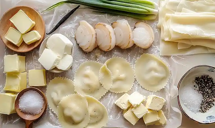 Les ingrédients pour Ravioles Ouvertes de Saint-Jacques