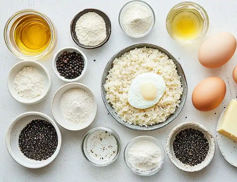 Risotto Cacio e Pepe & Œuf Mollet Croustillant 3 Les ingrédients pour Risotto Cacio e Pepe