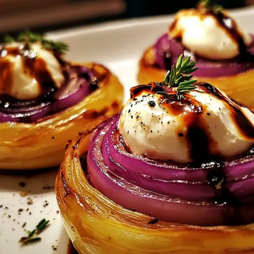 Mini Tatin d’Oignons Rouges et Burrata Fumée