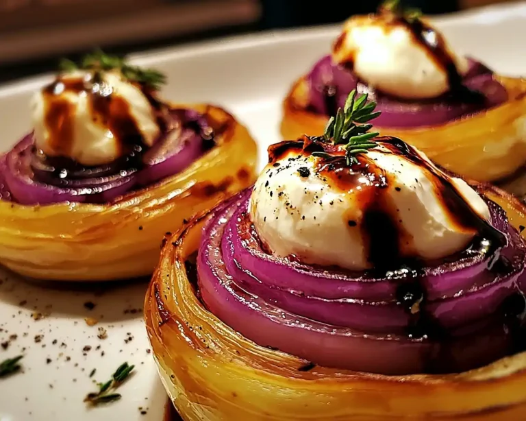 Mini Tatin d’Oignons Rouges et Burrata Fumée