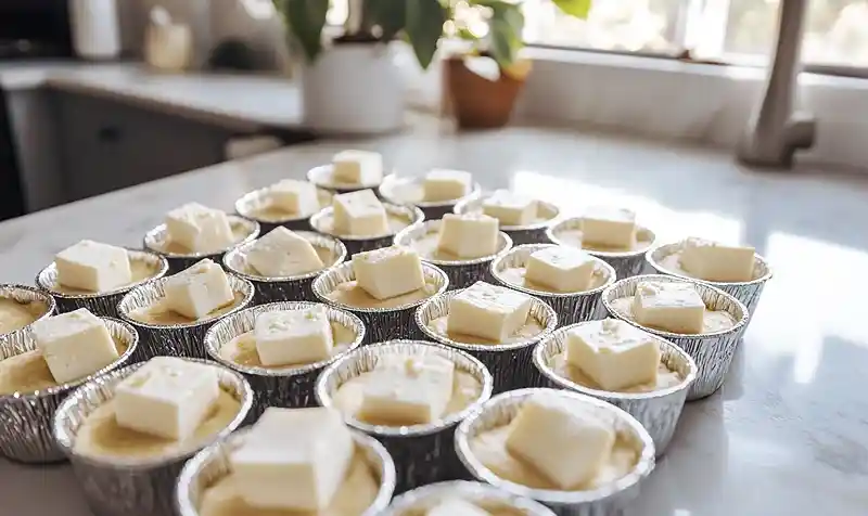 Préparation Financier Salé aux Olives Noires, Cœur Feta & Romarin