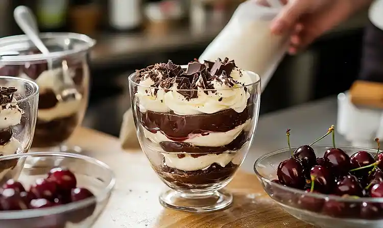 Verrine Chic Façon Forêt Noire Déstructurée 4 Préparation de la recette Verrine Chic