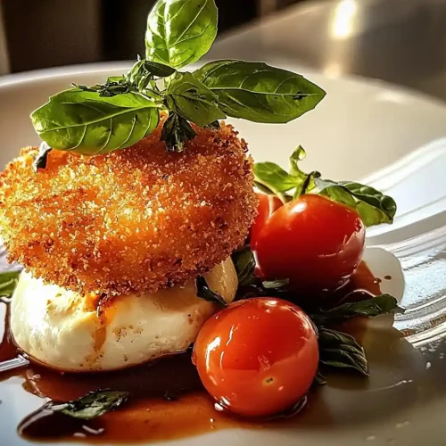 Burrata-Panee-Explosive-sur-Coulis-de-Tomates-Datterino-au-Basilic