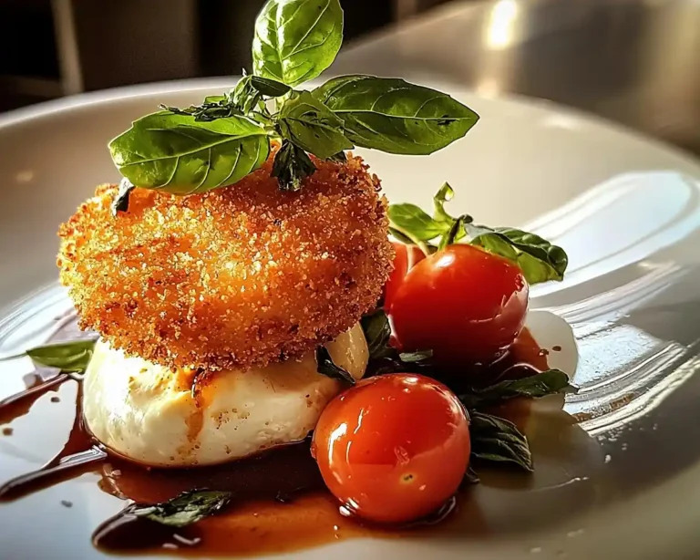 Burrata-Panee-Explosive-sur-Coulis-de-Tomates-Datterino-au-Basilic