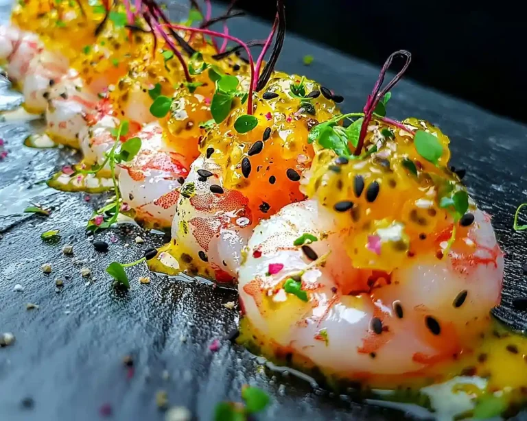 Carpaccio de Langoustines et Vinaigrette Vanille-Passion