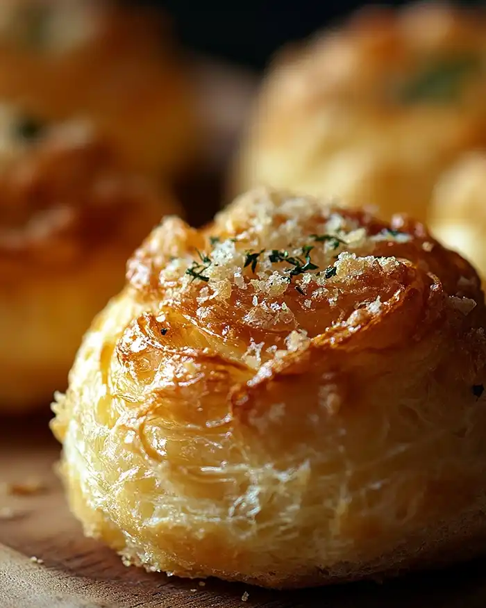 Choux salés avec craquelin au parmesan croustillant et texture craquée