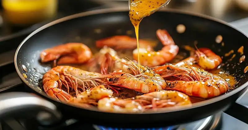 Cuisson de la recette Carpaccio de Langoustines et Vinaigrette Vanille-Passion