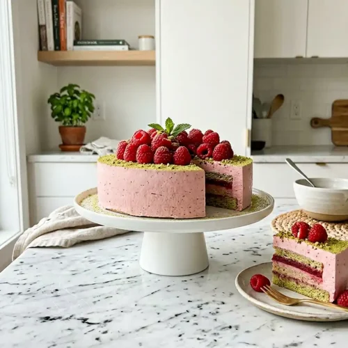 Entremets Pistache & Framboise 2 Entremets Pistache & Framboise