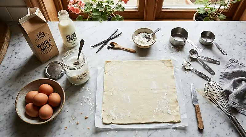 Ingrédients pour Flan Pâtissier Onctueux à la Vanille Bourbon