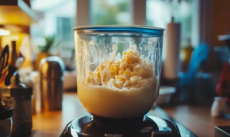 Velouté Glacé de Maïs au Lait de Coco, Popcorn au Paprika Fumé 4 La-preparation-de-la-Veloute-Glace-de-Mais-au-Lait-de-Coco-Popcorn-au-Paprika-Fume