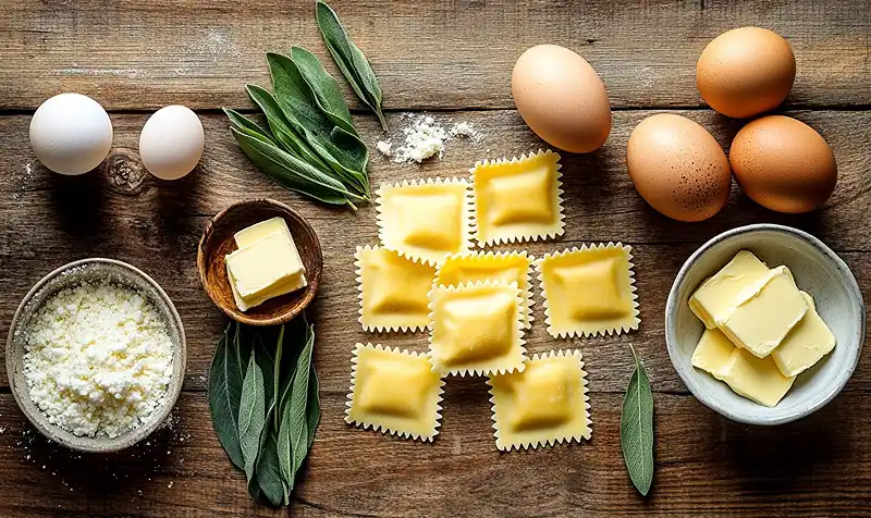 Les Ingredients pour Raviolon Ouvert au Jaune d’Œuf Coulant