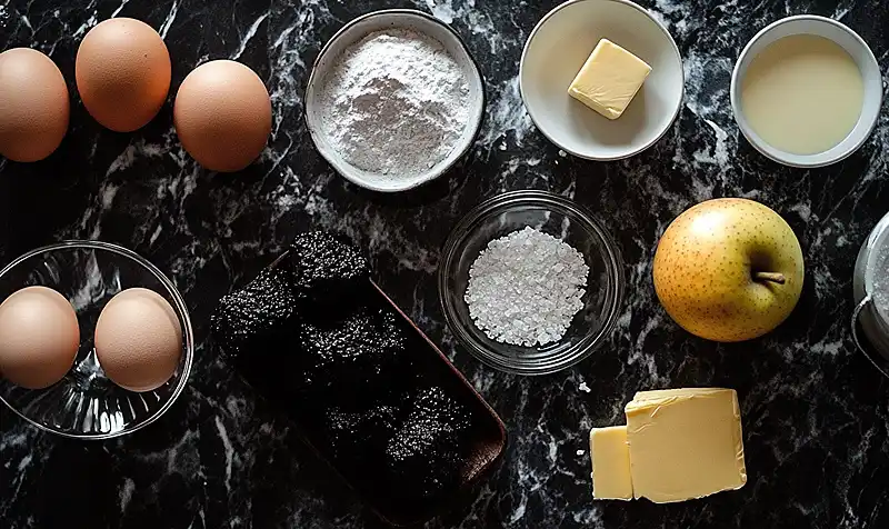 Le Fondant Salé au Boudin Noir, Cœur Coulant de Pomme Confite 3 Les ingrédients pour Le Fondant Salé au Boudin Noir
