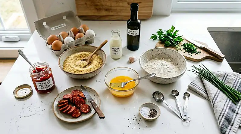 Les-ingredients-pour-OEuf-Mollet-Pane-au-Chorizo