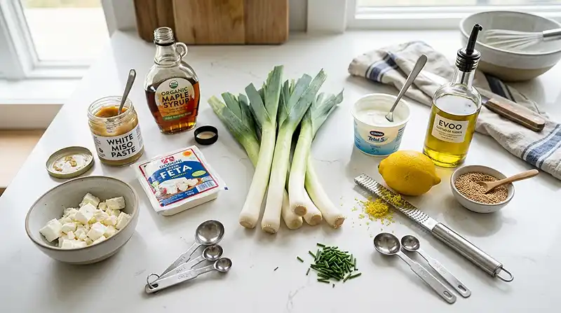 Les ingrédients pour Poireaux Fondants Laqués au Miso