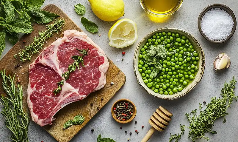 Les-ingredients-pour-Tataki-dAgneau-au-Laquage-Miel-Romarin