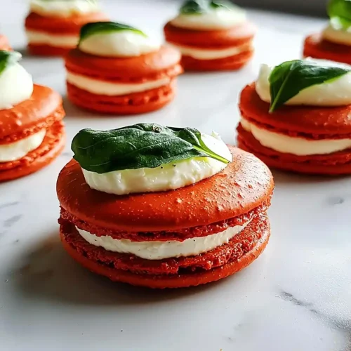 Macaron Salé Tomate-Basilic & Burrata Crémeuse 2 Macaron Salé Tomate-Basilic