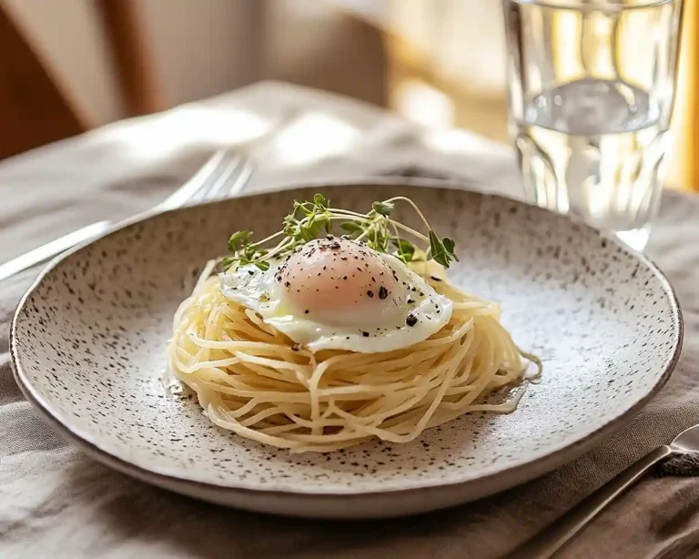 Nid-de-Pates-Kadaif-OEuf-Parfait-64°C-Creme-de-Cepes-a-la-Truffe