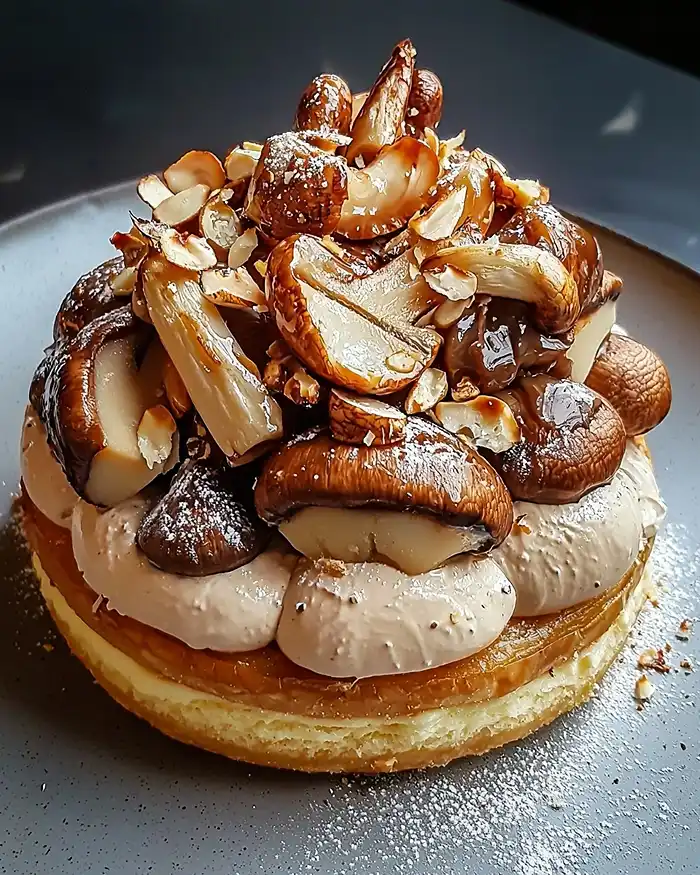 Paris-Brest-Sale-Creme-Mousseline-au-Foie-Gras-Praline-Croustillant-aux-Champignons