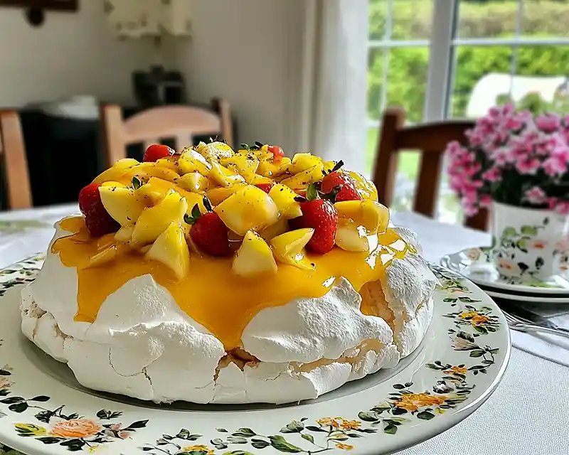 Pavlova-Festive-aux-Fruits-Exotiques-et-Coulis-de-Passion