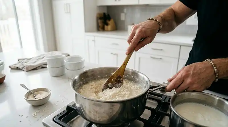 Préparation de la Riz au Lait Crémeux Caramel Beurre Salé
