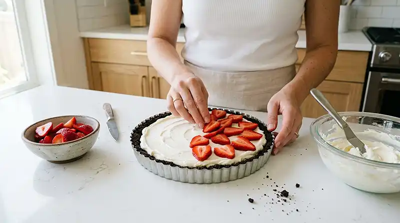 Préparation de la Tarte aux Fruits Frais Sans Cuisson