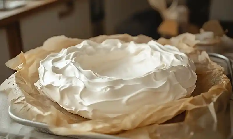 Preparation-de-la-recette Pavlova Festive aux Fruits Exotiques