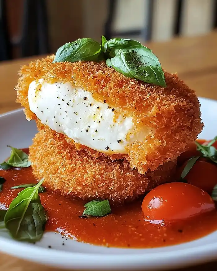 Recette-Burrata-Panee-Explosive-sur-Coulis-de-Tomates-Datterino-au-Basilic