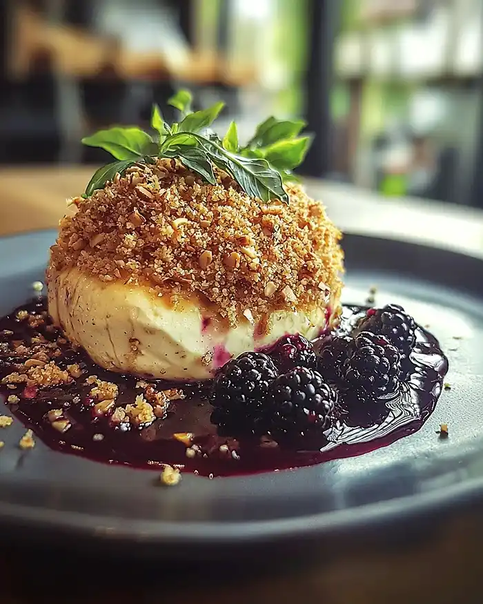 Recette-Camembert-Pane-au-Panko-et-Noisettes-Coulis-de-Mures-au-Balsamique