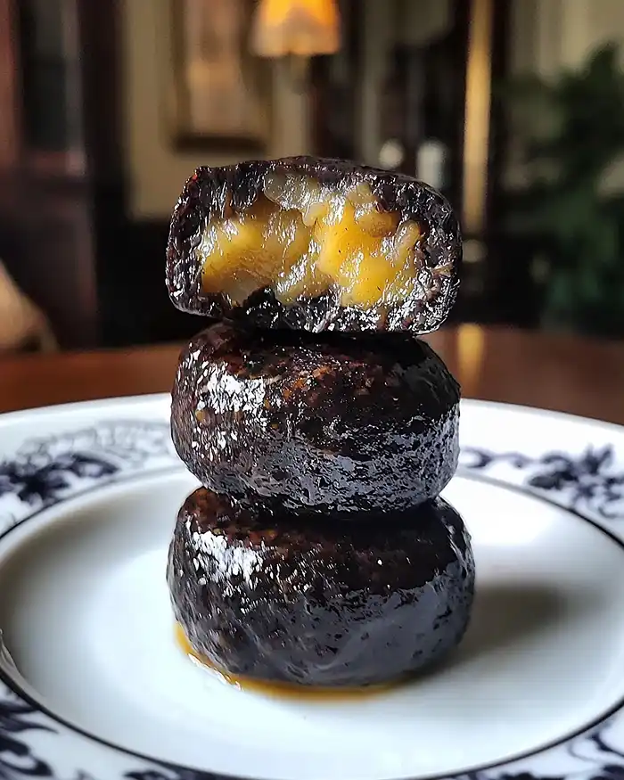 Le Fondant Salé au Boudin Noir, Cœur Coulant de Pomme Confite 4 Recette Le Fondant Salé au Boudin Noir