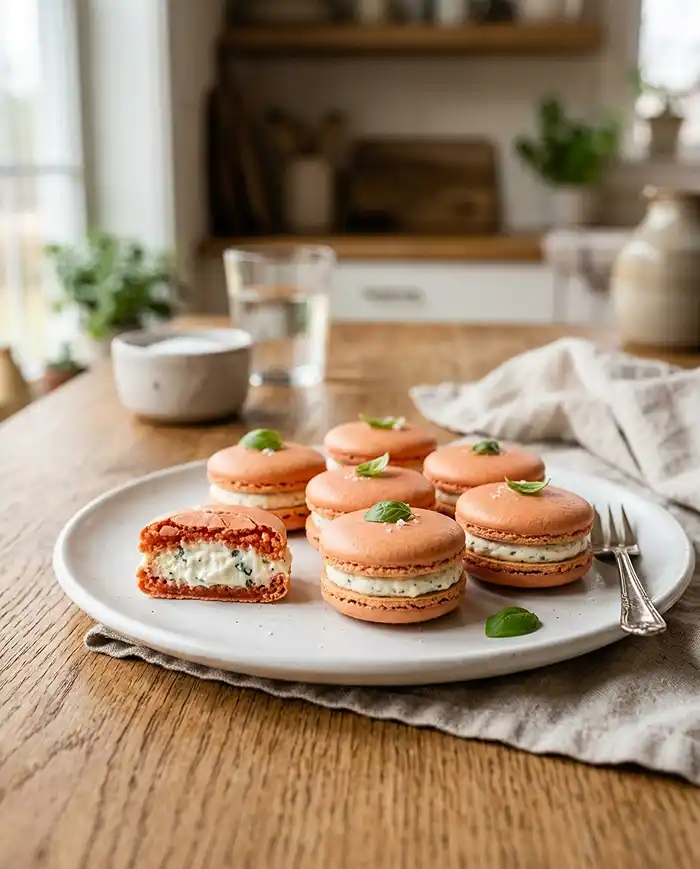 Macaron Salé Tomate-Basilic & Burrata Crémeuse 5 Recette Macaron Salé Tomate-Basilic