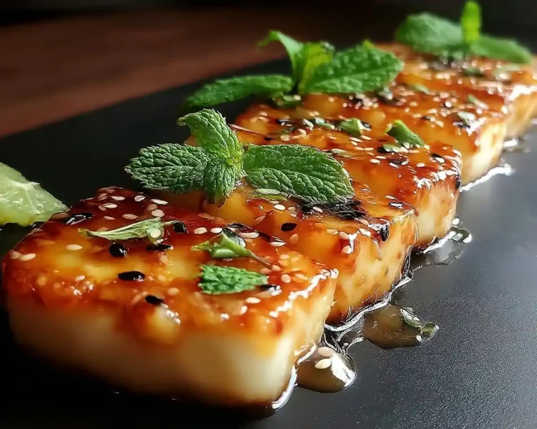 Tataki-de-Halloumi-Laque-a-la-Rhubarbe