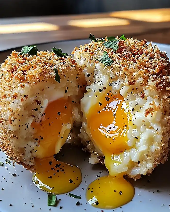 Cromesquis de Risotto Cacio e Pepe 4 cromesquis-de-risotto-cacio-e-pepe-avec-un-coeur-coulant-de-jaune-doeuf-confit