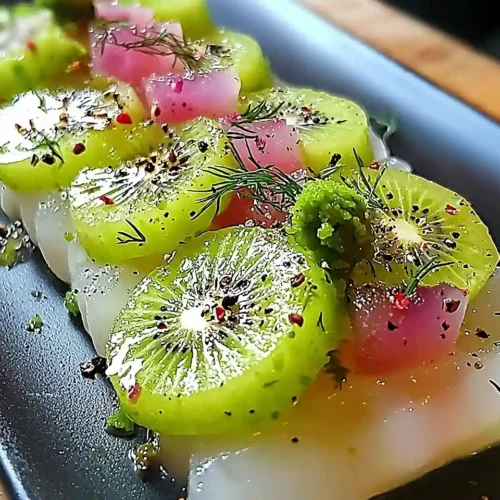 Carpaccio de Maigre, Vinaigrette Kiwi & Piment Vert