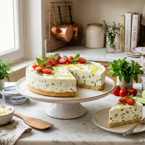 Cheesecake salé concombre feta sans cuisson
