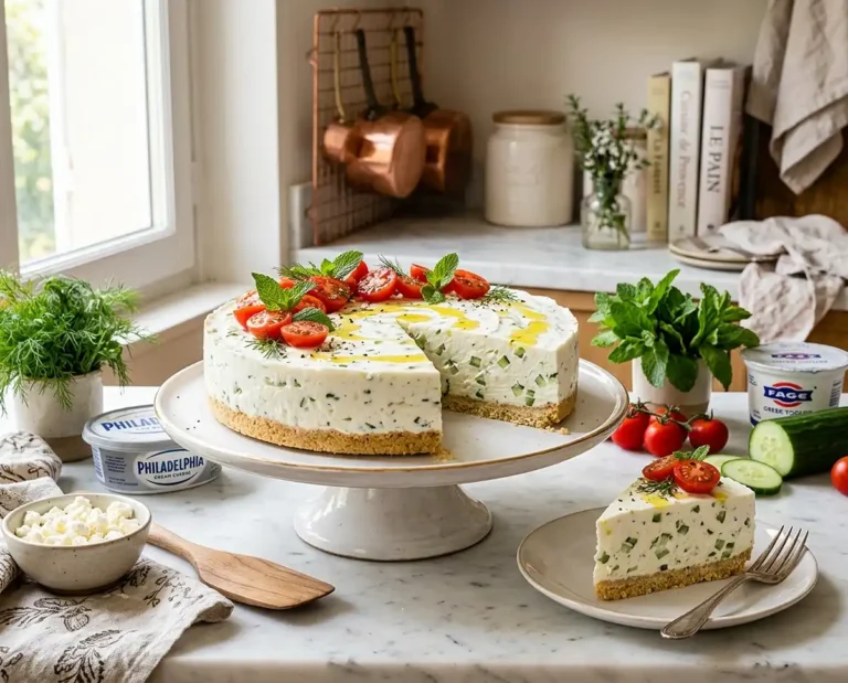 Cheesecake salé concombre feta sans cuisson