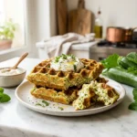 Gaufre salée courgette ricotta menthe