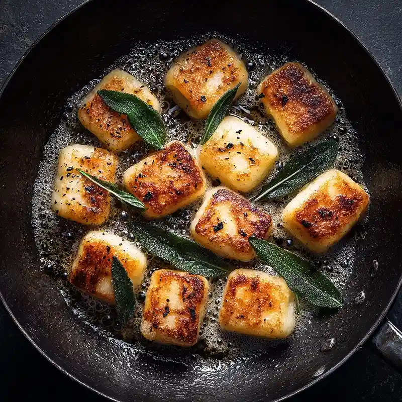 Gnocchis poêlés dorés au beurre noisette et sauge - technique de poêlage bistronomique