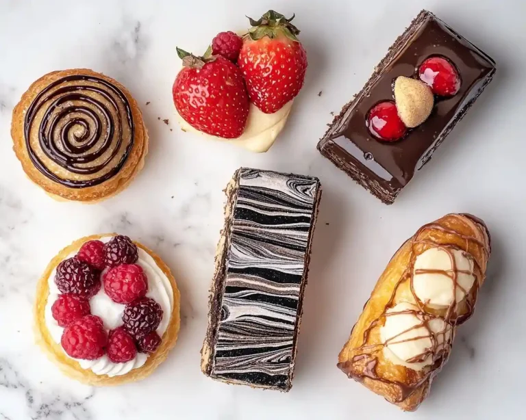 Grands classiques et entremets de la pâtisserie française paris-brest, opéra, millefeuille, éclair chocolat et entremets miroir