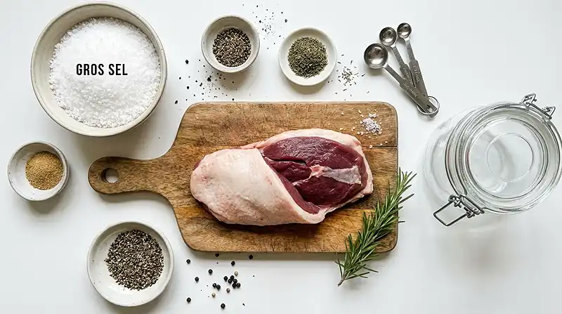 Les ingrédients pour saucisson de canard​