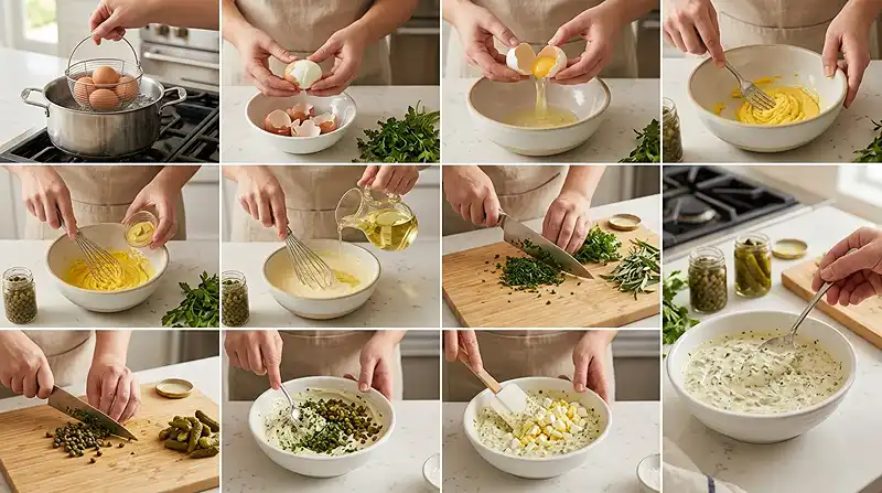 Préparation de la Recette Sauce Gribiche