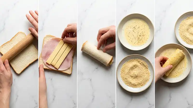 Preparation de la recette Pain perdu salé au comté et jambon cru