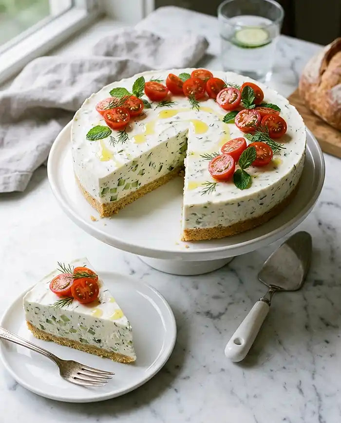 Recette Cheesecake salé concombre feta sans cuisson